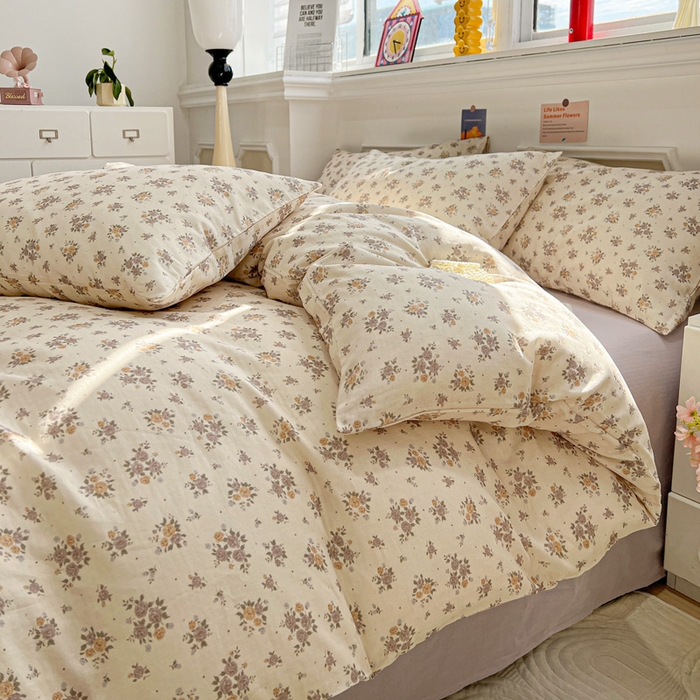 91家纺网 家纺一手货源 找家纺 亿梵家居 2026新款A类母婴级有氧纯棉印花双面全棉双层纱四件套-床拍图晨曦