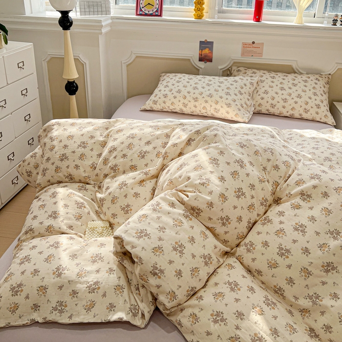 91家纺网 家纺一手货源 找家纺 亿梵家居 2026新款A类母婴级有氧纯棉印花双面全棉双层纱四件套-床拍图晨曦