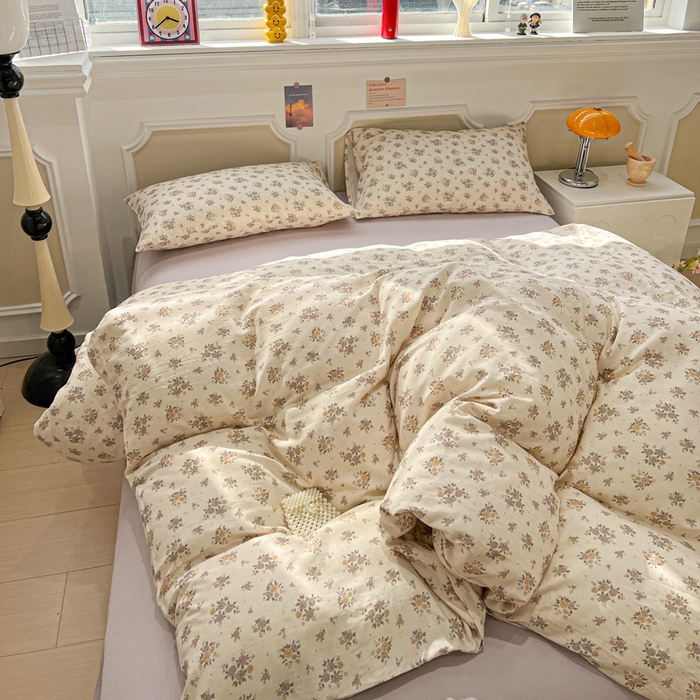 91家纺网 家纺一手货源 找家纺 亿梵家居 2026新款A类母婴级有氧纯棉印花双面全棉双层纱四件套-床拍图晨曦