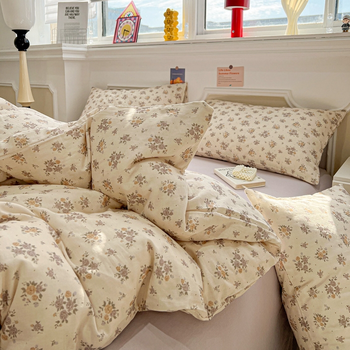 91家纺网 家纺一手货源 找家纺 亿梵家居 2026新款A类母婴级有氧纯棉印花双面全棉双层纱四件套-床拍图晨曦