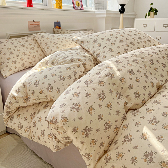 91家纺网 家纺一手货源 找家纺 亿梵家居 2026新款A类母婴级有氧纯棉印花双面全棉双层纱四件套-床拍图晨曦