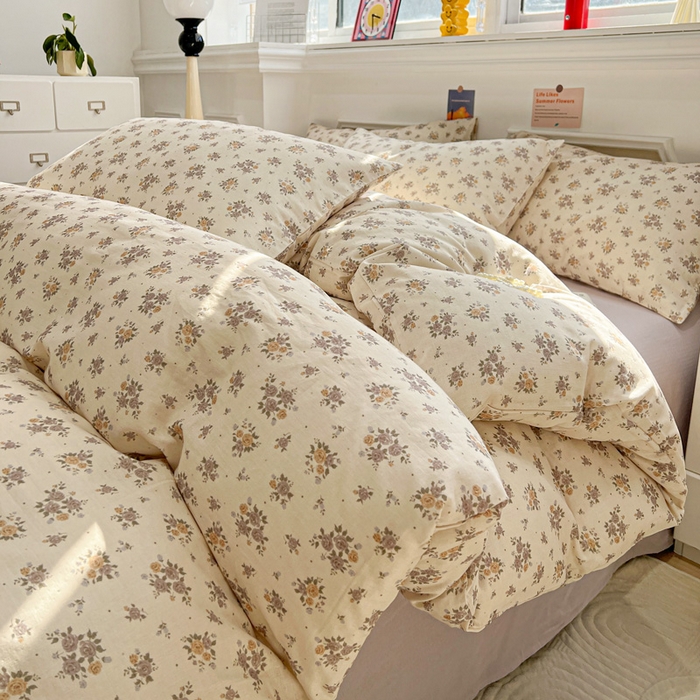 91家纺网 家纺一手货源 找家纺 亿梵家居 2026新款A类母婴级有氧纯棉印花双面全棉双层纱四件套-床拍图晨曦