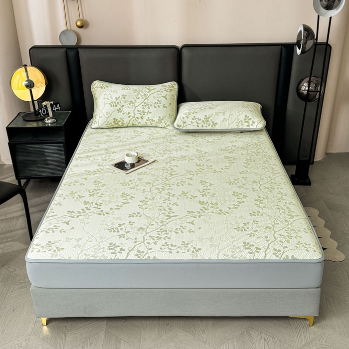 91家纺网 家纺一手货源 找家纺 凯罗 2026新款凉豆豆简约时尚风凉感豆豆凉席床席床笠-床笠款 纤藤集-薄荷绿