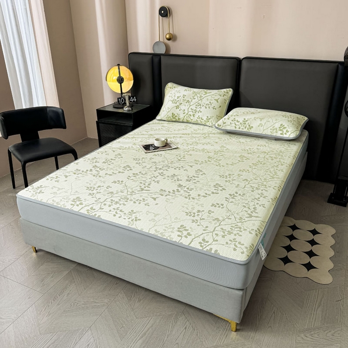 91家纺网 家纺一手货源 找家纺 凯罗 2026新款凉豆豆简约时尚风凉感豆豆凉席床席床笠-床笠款 纤藤集-薄荷绿