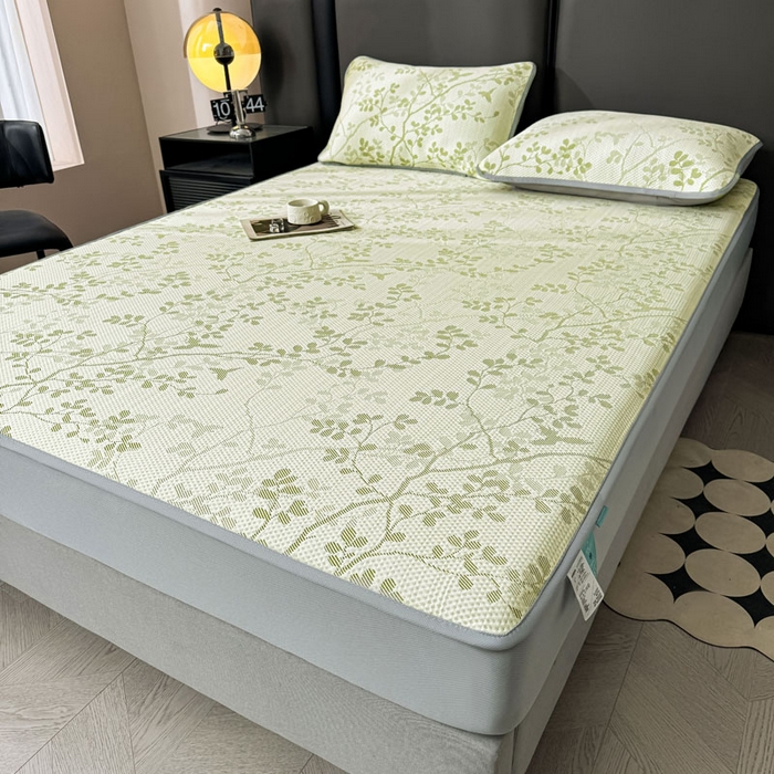 91家纺网 家纺一手货源 找家纺 凯罗 2026新款凉豆豆简约时尚风凉感豆豆凉席床席床笠-床笠款 纤藤集-薄荷绿