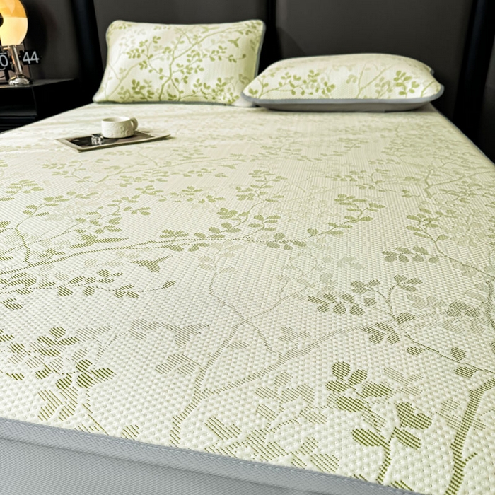 91家纺网 家纺一手货源 找家纺 凯罗 2026新款凉豆豆简约时尚风凉感豆豆凉席床席床笠-床笠款 纤藤集-薄荷绿