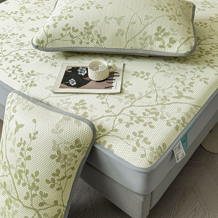 91家纺网 家纺一手货源 找家纺 凯罗 2026新款凉豆豆简约时尚风凉感豆豆凉席床席床笠-床笠款 纤藤集-薄荷绿