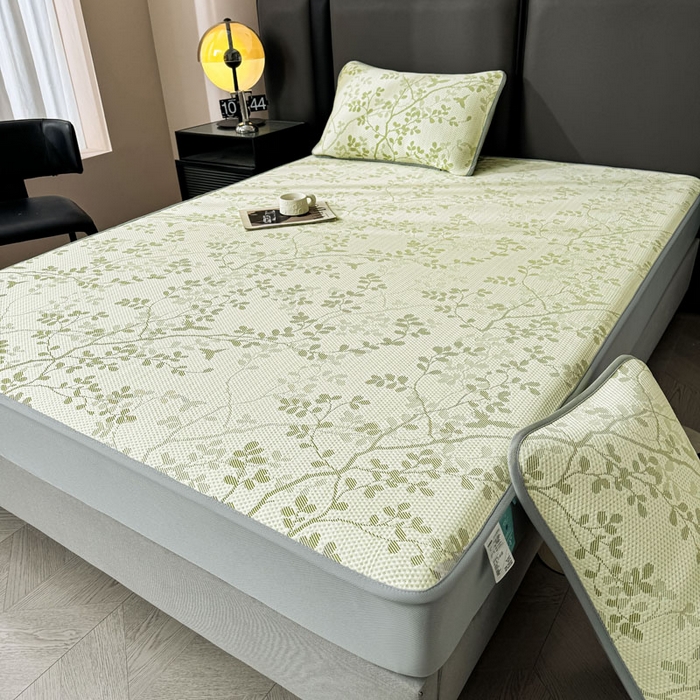 91家纺网 家纺一手货源 找家纺 凯罗 2026新款凉豆豆简约时尚风凉感豆豆凉席床席床笠-床笠款 纤藤集-薄荷绿