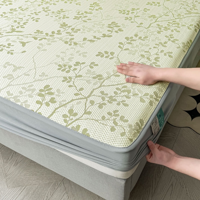 91家纺网 家纺一手货源 找家纺 凯罗 2026新款凉豆豆简约时尚风凉感豆豆凉席床席床笠-床笠款 纤藤集-薄荷绿