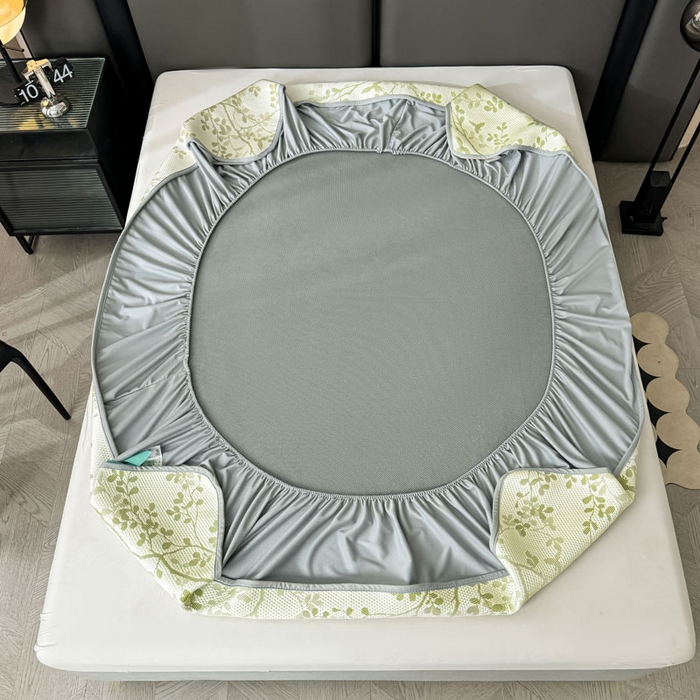 91家纺网 家纺一手货源 找家纺 凯罗 2026新款凉豆豆简约时尚风凉感豆豆凉席床席床笠-床笠款 纤藤集-薄荷绿