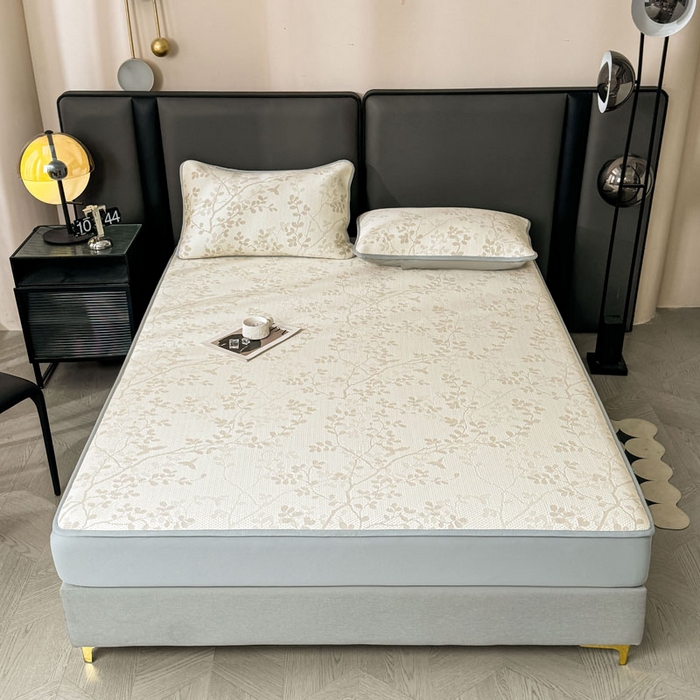 91家纺网 家纺一手货源 找家纺 凯罗 2026新款凉豆豆简约时尚风凉感豆豆凉席床席床笠-床笠款 纤藤集-奶咖