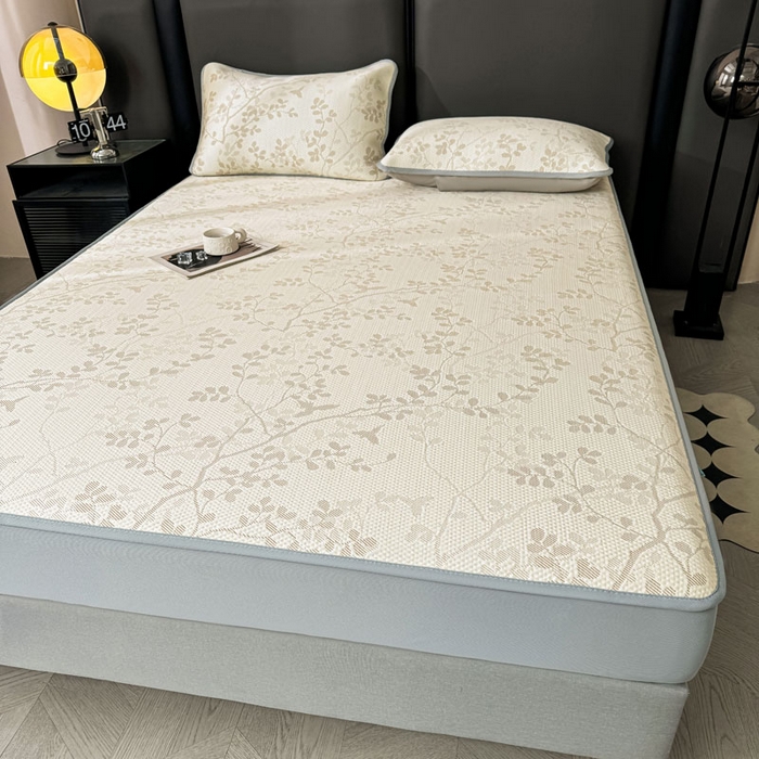 91家纺网 家纺一手货源 找家纺 凯罗 2026新款凉豆豆简约时尚风凉感豆豆凉席床席床笠-床笠款 纤藤集-奶咖