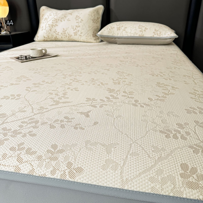 91家纺网 家纺一手货源 找家纺 凯罗 2026新款凉豆豆简约时尚风凉感豆豆凉席床席床笠-床笠款 纤藤集-奶咖