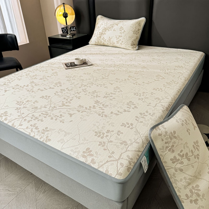 91家纺网 家纺一手货源 找家纺 凯罗 2026新款凉豆豆简约时尚风凉感豆豆凉席床席床笠-床笠款 纤藤集-奶咖