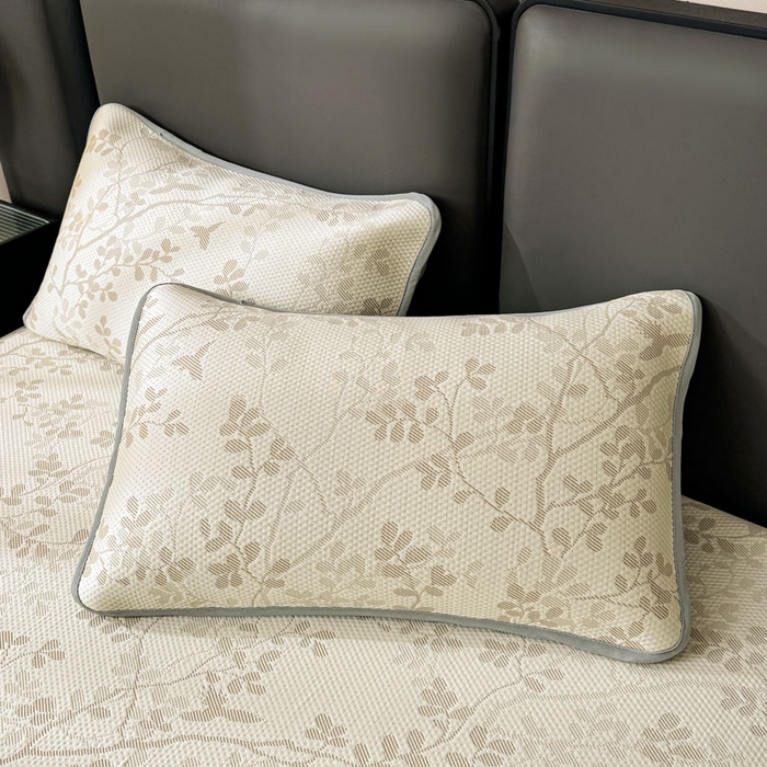 91家纺网 家纺一手货源 找家纺 凯罗 2026新款凉豆豆简约时尚风凉感豆豆凉席床席床笠-床笠款 纤藤集-奶咖