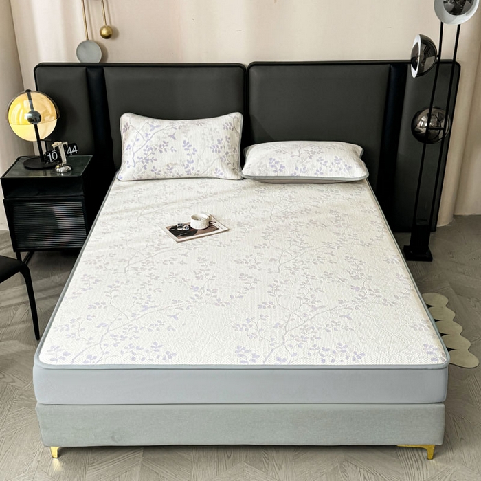 91家纺网 家纺一手货源 找家纺 凯罗 2026新款凉豆豆简约时尚风凉感豆豆凉席床席床笠-床笠款 纤藤集-夏紫