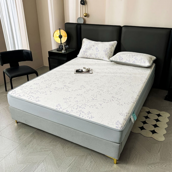 91家纺网 家纺一手货源 找家纺 凯罗 2026新款凉豆豆简约时尚风凉感豆豆凉席床席床笠-床笠款 纤藤集-夏紫