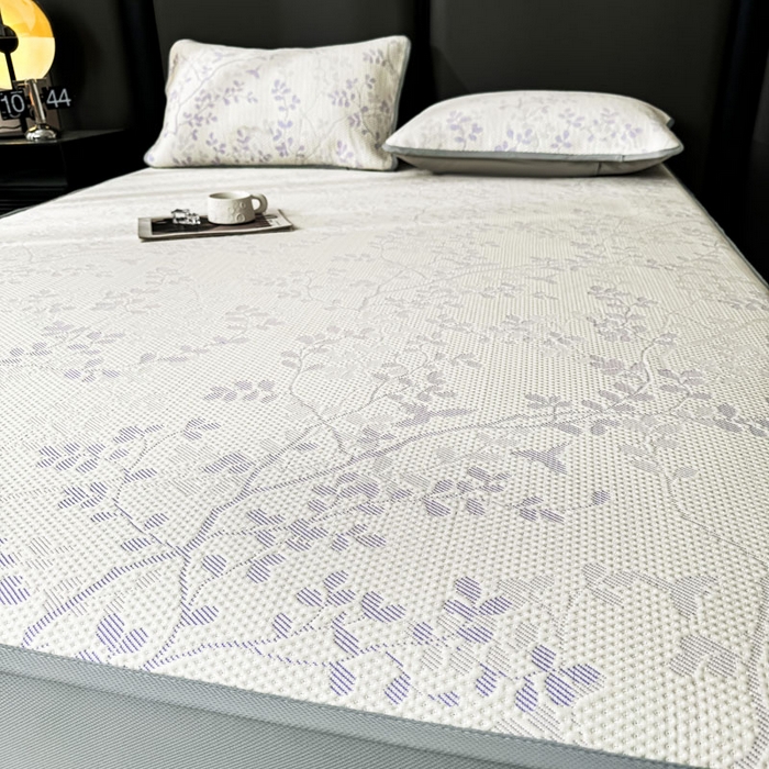 91家纺网 家纺一手货源 找家纺 凯罗 2026新款凉豆豆简约时尚风凉感豆豆凉席床席床笠-床笠款 纤藤集-夏紫