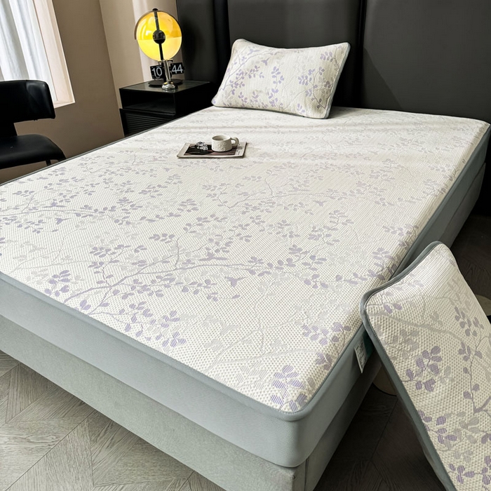 91家纺网 家纺一手货源 找家纺 凯罗 2026新款凉豆豆简约时尚风凉感豆豆凉席床席床笠-床笠款 纤藤集-夏紫