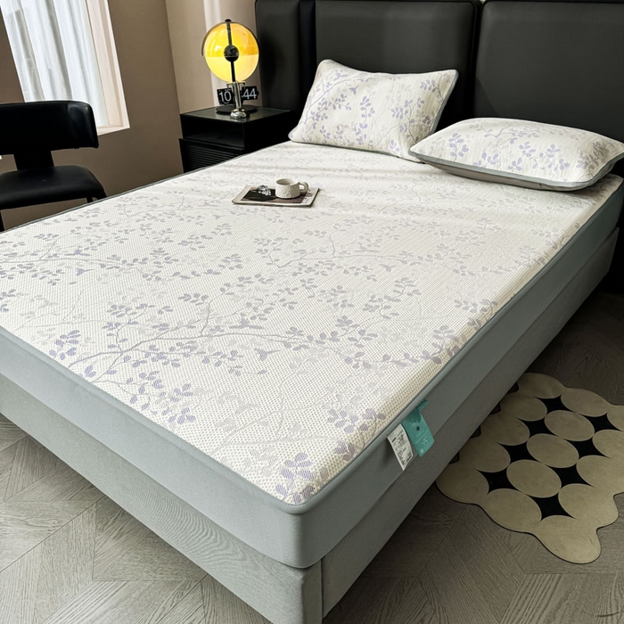 91家纺网 家纺一手货源 找家纺 凯罗 2026新款凉豆豆简约时尚风凉感豆豆凉席床席床笠-床笠款 纤藤集-夏紫