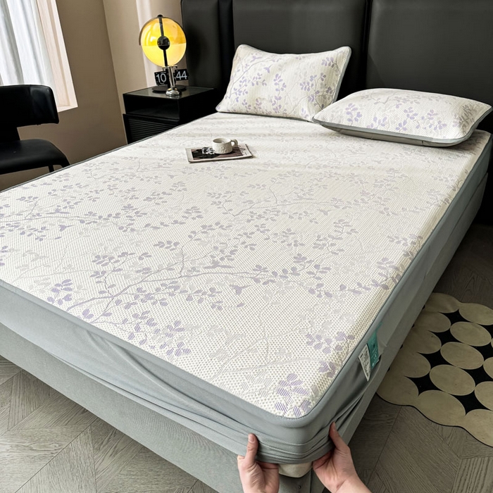 91家纺网 家纺一手货源 找家纺 凯罗 2026新款凉豆豆简约时尚风凉感豆豆凉席床席床笠-床笠款 纤藤集-夏紫