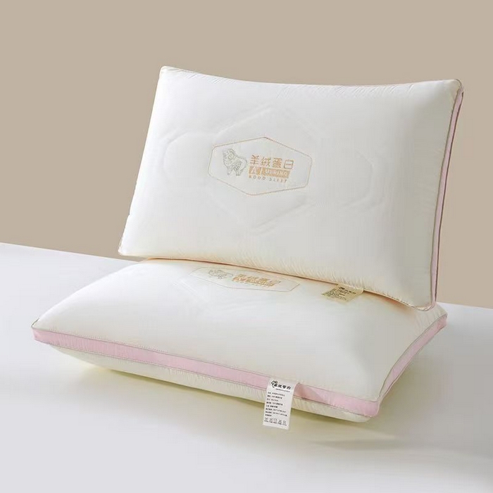 91家纺网 家纺一手货源 找家纺 浩宇家纺 2026新款羊绒蛋白枕芯整张棉枕头枕芯不变形不塌陷枕壳枕皮2614 白色
