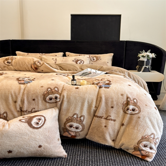 91家纺网 家纺一手货源 找家纺 沐珩家纺 2026新款高克重加厚保暖兔毛绒四件套-美拉德系列 美拉德-拉布布