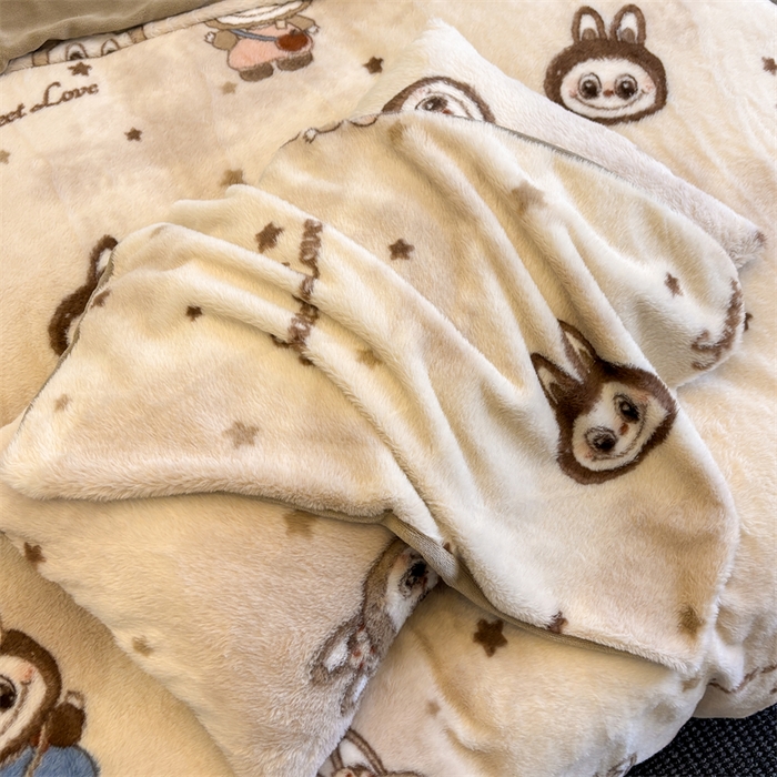 91家纺网 家纺一手货源 找家纺 沐珩家纺 2026新款高克重加厚保暖兔毛绒四件套-美拉德系列 美拉德-拉布布