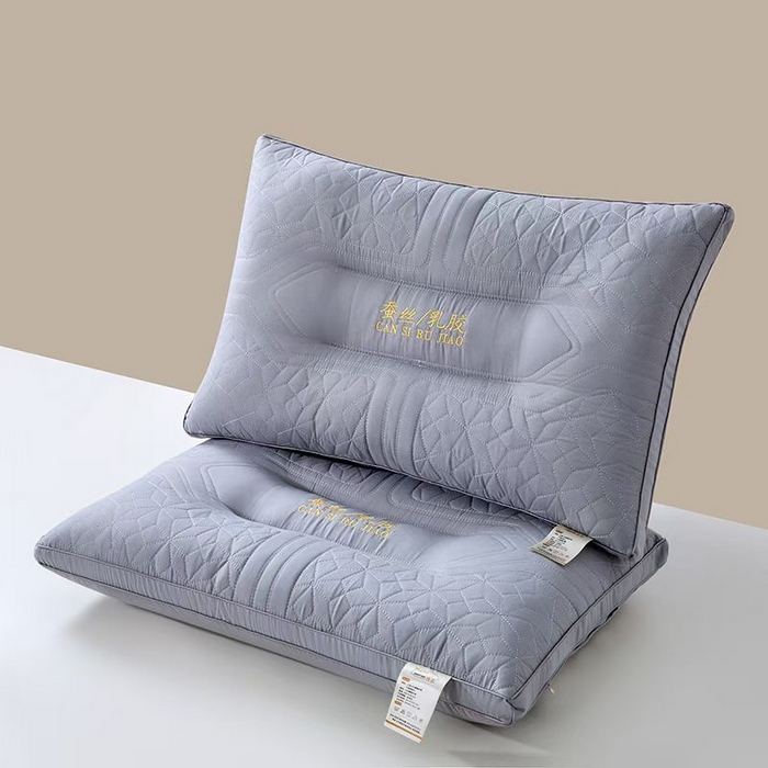 91家纺网 家纺一手货源 找家纺 浩宇家纺 2026新款乳胶枕芯蚕丝乳胶枕保健枕枕皮枕壳 枕头枕芯2612 灰色