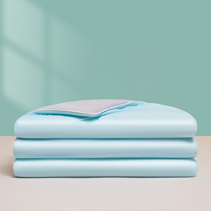 91家纺网 家纺一手货源 找家纺 织雅漫 2026新款A类云母氨纶凉感丝夏被空调被夏凉被（可供外贸跨境） 雾兰+山灰