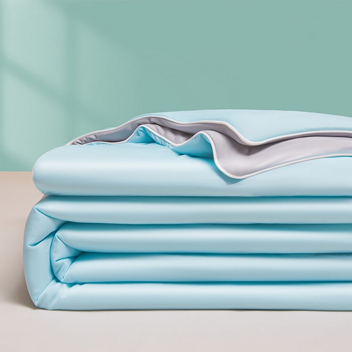 91家纺网 家纺一手货源 找家纺 织雅漫 2026新款A类云母氨纶凉感丝夏被空调被夏凉被（可供外贸跨境） 雾兰+山灰