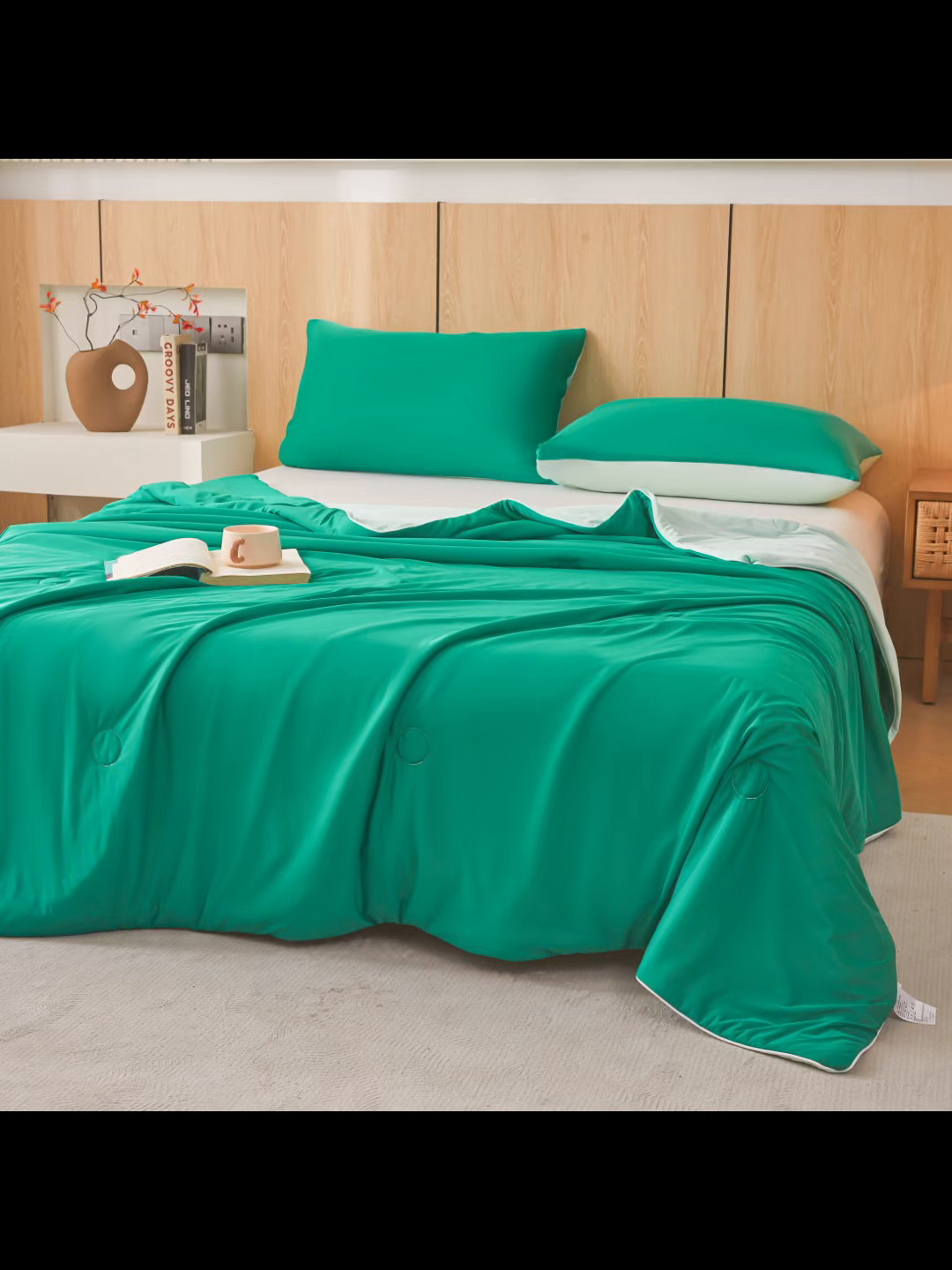 91家纺网 家纺一手货源 找家纺 织雅漫 2026新款A类云母氨纶凉感丝夏被空调被夏凉被（可供外贸跨境） 西瓜绿+云母绿