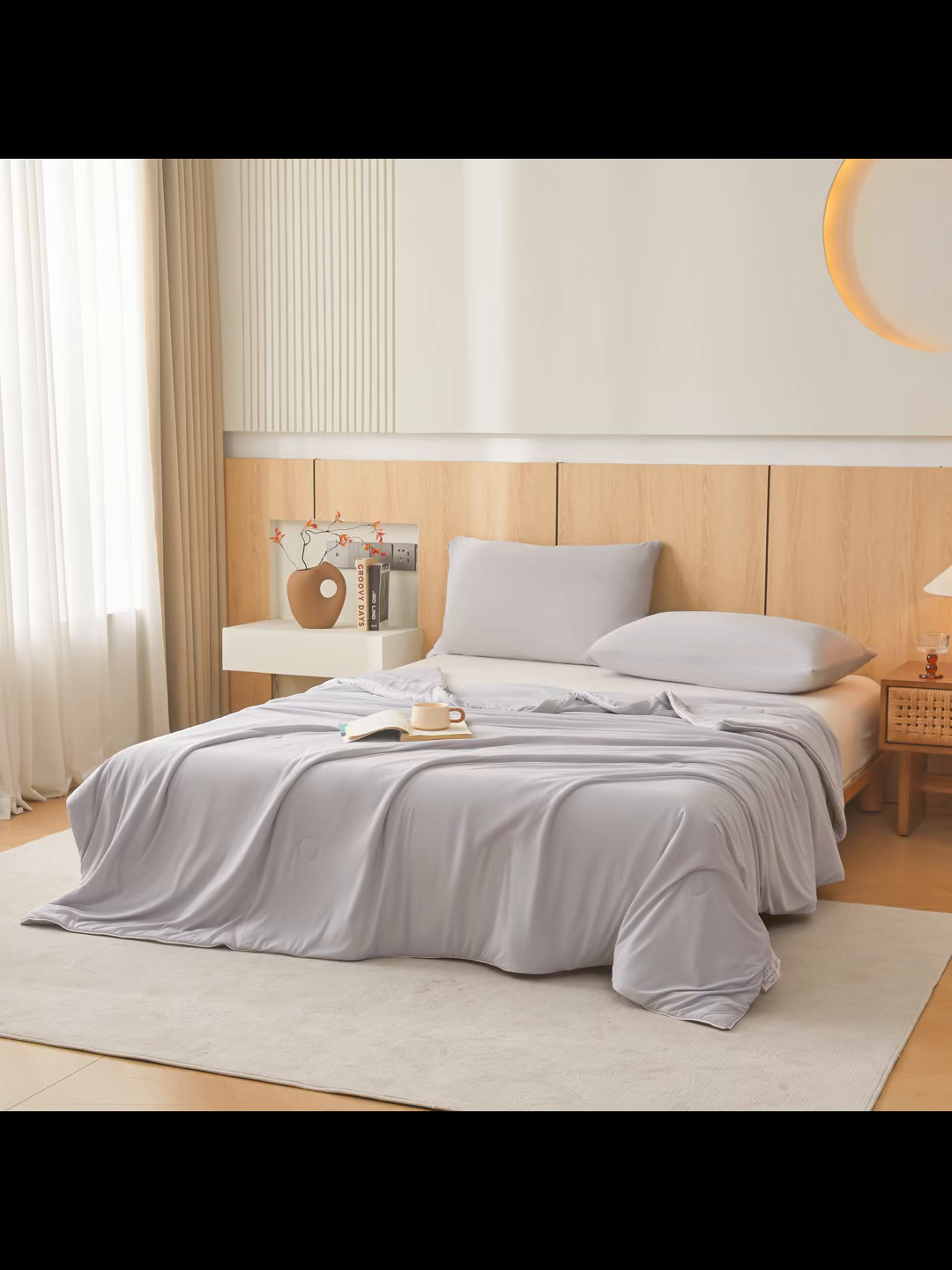 91家纺网 家纺一手货源 找家纺 织雅漫 2026新款A类云母氨纶凉感丝夏被空调被夏凉被（可供外贸跨境） 山灰