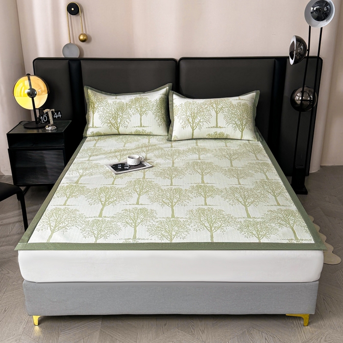 91家纺网 家纺一手货源 找家纺 凯罗 2026新款凉豆豆简约时尚风凉感豆豆凉席床席床笠-床席款 发财树-薄荷绿