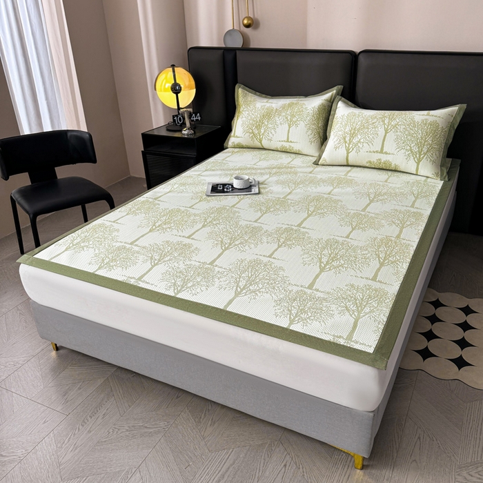 91家纺网 家纺一手货源 找家纺 凯罗 2026新款凉豆豆简约时尚风凉感豆豆凉席床席床笠-床席款 发财树-薄荷绿