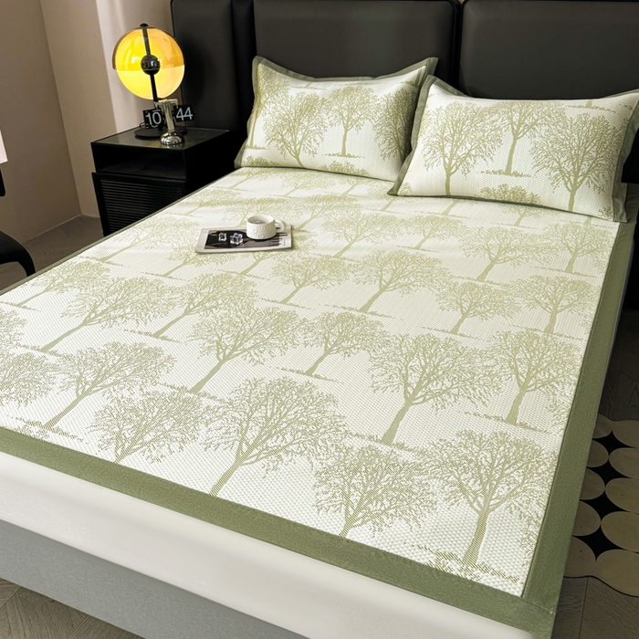 91家纺网 家纺一手货源 找家纺 凯罗 2026新款凉豆豆简约时尚风凉感豆豆凉席床席床笠-床席款 发财树-薄荷绿