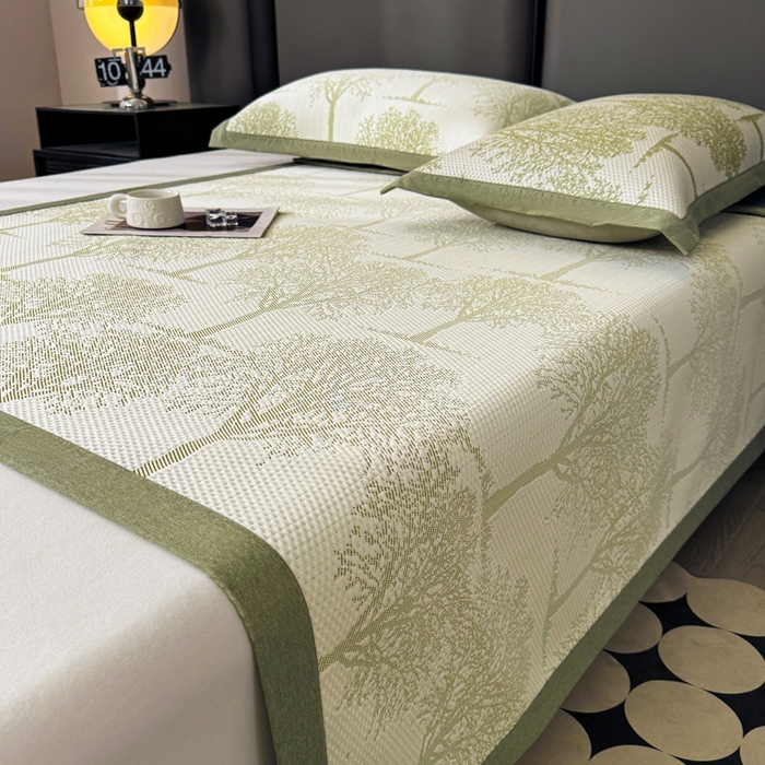 91家纺网 家纺一手货源 找家纺 凯罗 2026新款凉豆豆简约时尚风凉感豆豆凉席床席床笠-床席款 发财树-薄荷绿