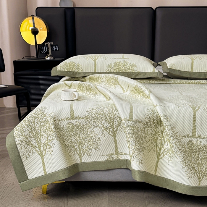 91家纺网 家纺一手货源 找家纺 凯罗 2026新款凉豆豆简约时尚风凉感豆豆凉席床席床笠-床席款 发财树-薄荷绿