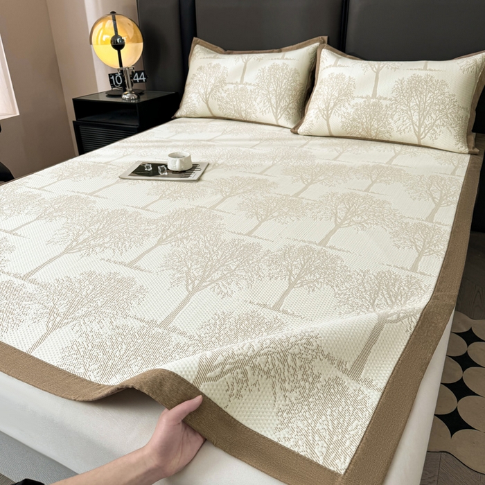 91家纺网 家纺一手货源 找家纺 凯罗 2026新款凉豆豆简约时尚风凉感豆豆凉席床席床笠-床席款 发财树-奶咖