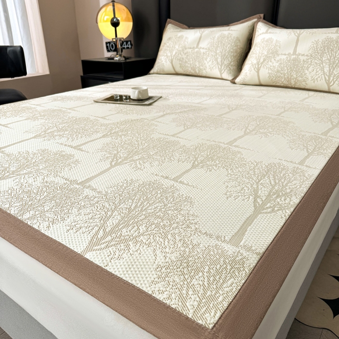 91家纺网 家纺一手货源 找家纺 凯罗 2026新款凉豆豆简约时尚风凉感豆豆凉席床席床笠-床席款 发财树-奶咖