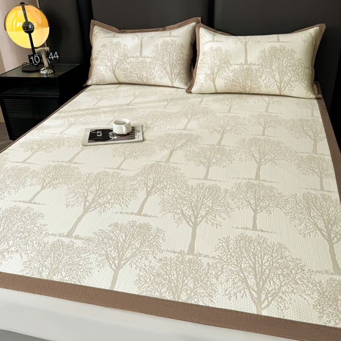 91家纺网 家纺一手货源 找家纺 凯罗 2026新款凉豆豆简约时尚风凉感豆豆凉席床席床笠-床席款 发财树-奶咖