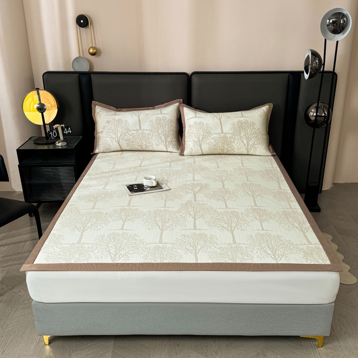 91家纺网 家纺一手货源 找家纺 凯罗 2026新款凉豆豆简约时尚风凉感豆豆凉席床席床笠-床席款 发财树-奶咖