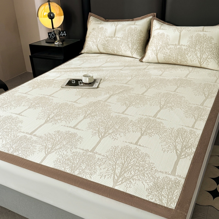 91家纺网 家纺一手货源 找家纺 凯罗 2026新款凉豆豆简约时尚风凉感豆豆凉席床席床笠-床席款 发财树-奶咖