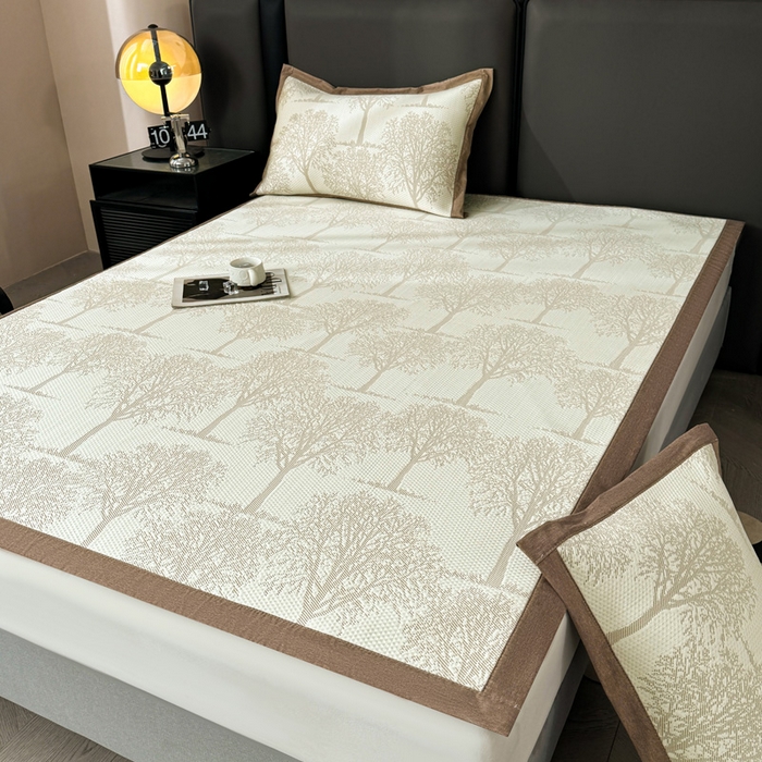 91家纺网 家纺一手货源 找家纺 凯罗 2026新款凉豆豆简约时尚风凉感豆豆凉席床席床笠-床席款 发财树-奶咖