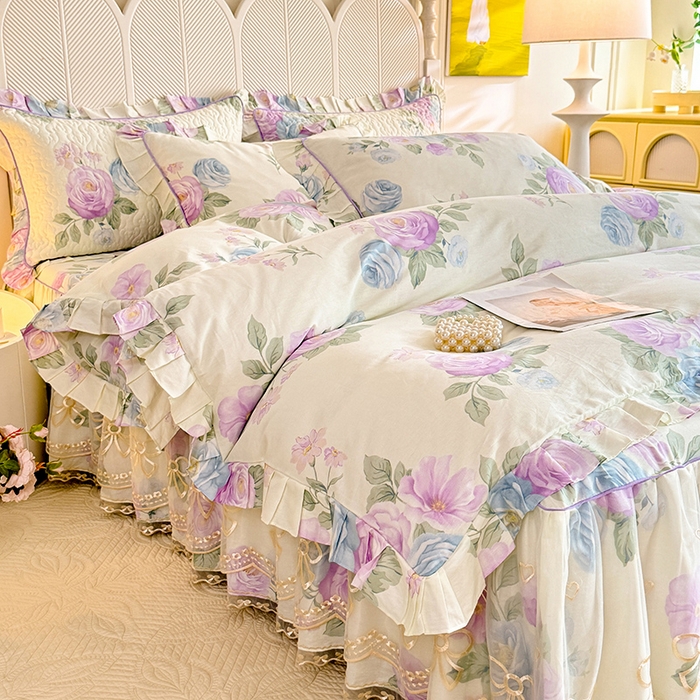 91家纺网 家纺一手货源 找家纺 （总）美达家纺 2025新款亲肤舒适全棉公主风单床裙四件套