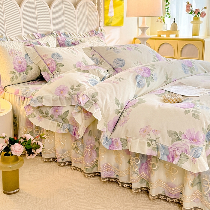 91家纺网 家纺一手货源 找家纺 （总）美达家纺 2025新款亲肤舒适全棉公主风单床裙四件套