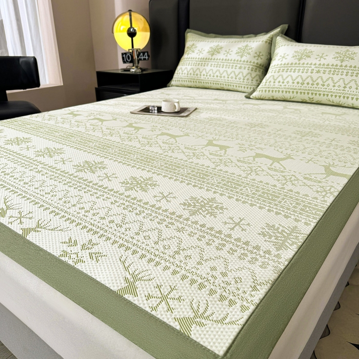 91家纺网 家纺一手货源 找家纺 凯罗 2026新款凉豆豆简约时尚风凉感豆豆凉席床席床笠-床席款 鹿漫漫-薄荷绿