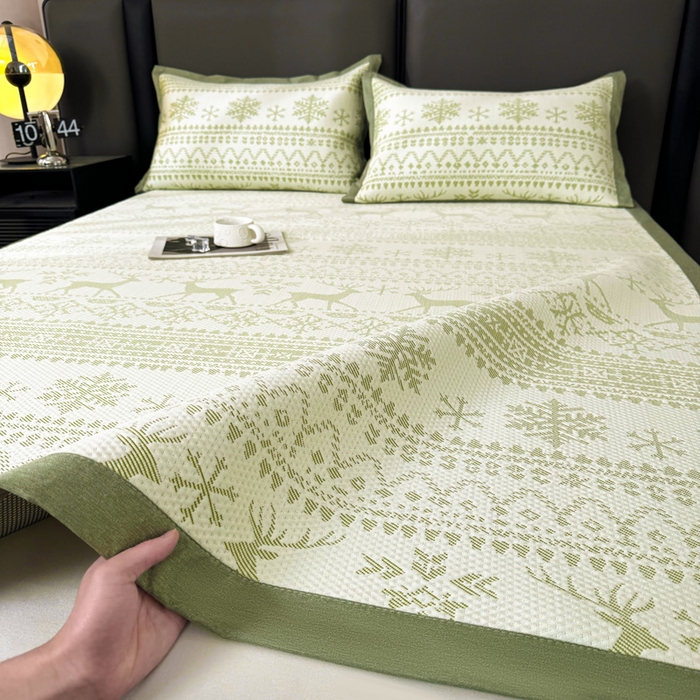 91家纺网 家纺一手货源 找家纺 凯罗 2026新款凉豆豆简约时尚风凉感豆豆凉席床席床笠-床席款 鹿漫漫-薄荷绿