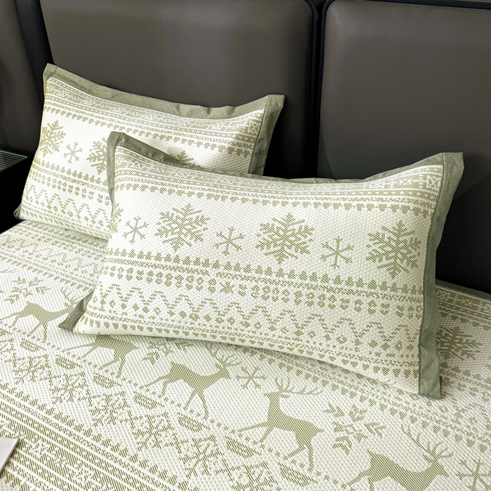 91家纺网 家纺一手货源 找家纺 凯罗 2026新款凉豆豆简约时尚风凉感豆豆凉席床席床笠-床席款 鹿漫漫-薄荷绿