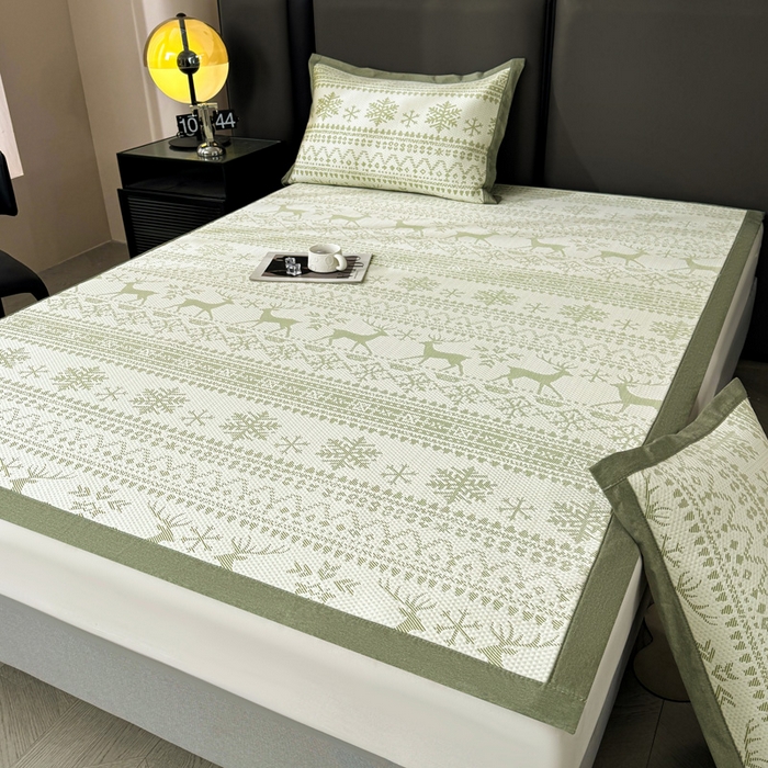 91家纺网 家纺一手货源 找家纺 凯罗 2026新款凉豆豆简约时尚风凉感豆豆凉席床席床笠-床席款 鹿漫漫-薄荷绿